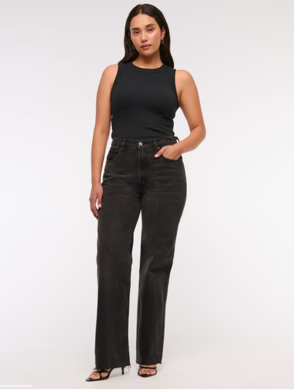 Abercrombie Fitch The 90s Relaxed Jean High Rise Curve Love Black Denim Sz 10 S